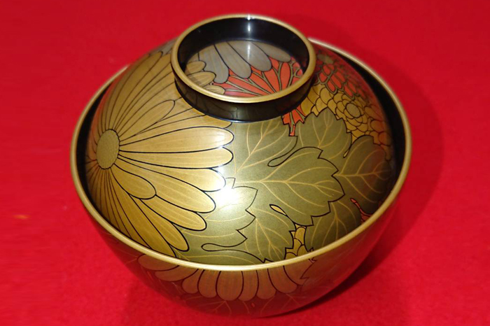 輪島竹園自耕菊紋様吸い物椀