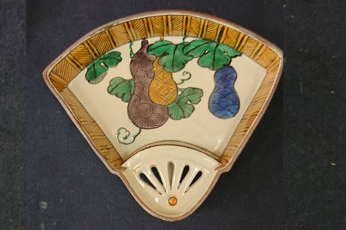 青九谷扇面瓢箪図柄向付